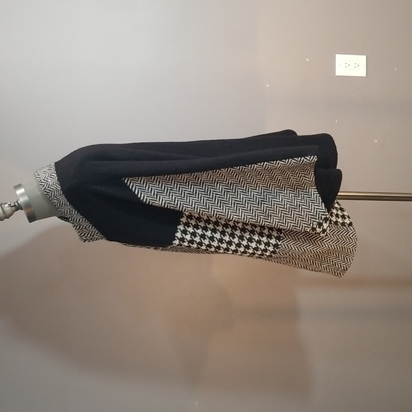 100% wool Katie Todd S/M jacket/cape/poncho type black grey patterned - Picture 3 of 12